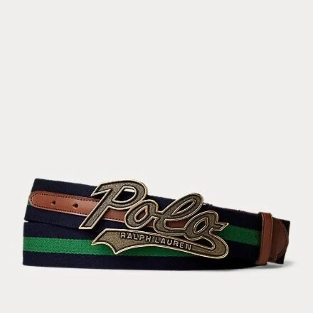 Polo Ralph Lauren Logo Buckle Striped Belt